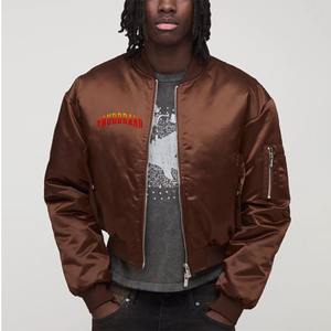 Haute qualité 100% laine brillant longue à capuche antibactérien Varsity veste hommes couleur marron solide logo brodé personnalisé - Product Image 1