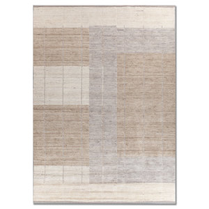 พรมทอมือขนาดใหญ่ Tesoro ลายทางสีเบจและสีน้ำตาล สำหรับห้องนั่งเล่นหรือทางเดินในบ้าน-Hwl-157(Cs-02) - Product Image 1