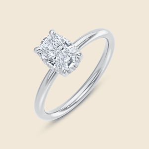 Bague Halo Lily en Or Massif 14K avec Diamant de Laboratoire Taille Coussin Allongée de 1,00 Carat, Qualité F-VS, Produit Authentique - Product Image 3