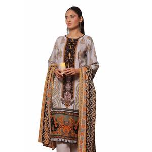 Conjunto de Traje Khaddar Gris sin Costuras para Mujer, 3 Piezas, para un Estilo Elegante - Product Image 3