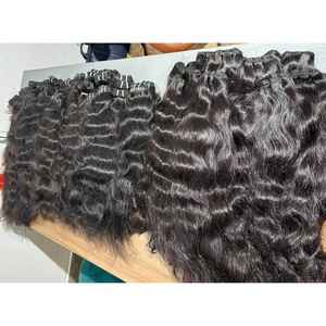 A granel 100% extensiones de cabello humano natural sin procesar pelucas estilo indio encaje recto onda Natural modelo al por mayor indio crudo - Product Image 2