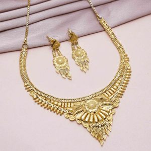 Conjunto de collares chapados en oro de 14K 18K 24K a la moda al por mayor, conjunto de joyería de diseño Floral de lujo, conjunto de collares de formación rellenos de oro de latón - Product Image 2