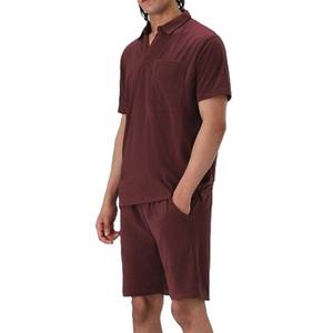Ensemble de survêtement d'été pour homme de haute qualité, t-shirts à manches courtes et shorts, 2 pièces, col rond, respirant, en coton tricoté, pour l'entraînement - Product Image 1