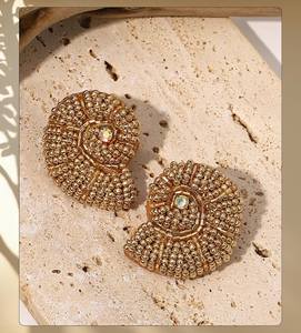 Pendientes de cuentas bohemias con flecos en cascada Andy de diseño turquesa, regalo de joyería único - Product Image 3