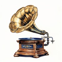 Brushstroke Bliss Gramophone Ancien Indien Moderne Artisanal en Laiton, Boîte Carrée en Bois Écologique Rotative, Souvenir