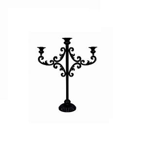 Candélabre en fer noir avec des détails en spirale et un style à trois bras pour une décoration intérieure élégante - Product Image 1