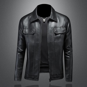 Veste en cuir pour homme taille américaine, blouson d'hiver grande taille, vestes de moto, blouson en cuir PU grande taille d'hiver, veste en cuir PU pour hommes - Product Image 4