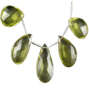 ลูกปัด Briolette รูปทรงลูกแพร์19ชิ้น,อัญมณีควอตซ์สีเหลืองมะนาวธรรมชาติแท้ - Product Image 1