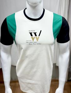 T-shirt décontracté à col rond pour homme Design élégant avec bloc de couleurs tendance et panneaux d'épaule imprimés en polyester/coton - Product Image 3