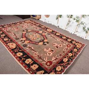 Tapis turc vintage 6,5x9,9 pi (199x303 cm), tapis uni rouge brun - Product Image 4