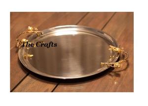 Bandeja de servicio de aluminio a granel con asas de hojas Accesorios de cocina y mesa Bandeja de aperitivos de chocolate - Product Image 5