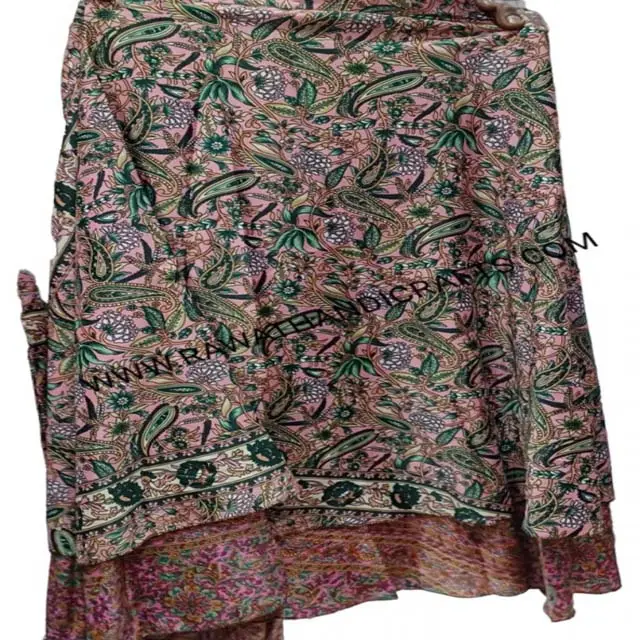 Indian Silk Sari Skirt Long Floral Printed Wrap Around Skirts 2021 Fashion Summer Beach Skirts For All Sizes GM-WA0114