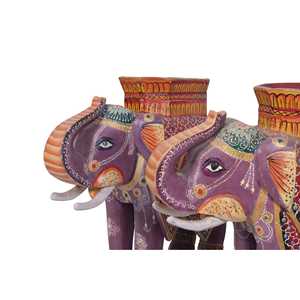 Elefante de Madera Pintado a Mano para Diwali, Estilo Bohemio con Diseño de Plantas para Decoraciones Festivas - Product Image 6
