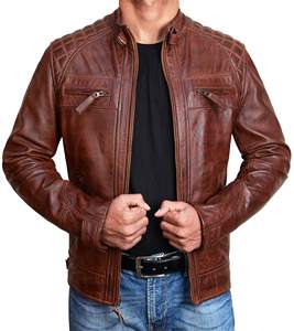 Veste en cuir noir de haute qualité pour hommes Logo personnalisé Épaisse Chaude Respirante Grande taille Fermeture éclair Veste pour hommes - Product Image 6