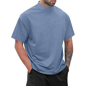 Camiseta de punto transpirable estampada de 280 g/m² para hombre, 100 % algodón, cuello simulado de canalé, hombros caídos, estilo oversize, lisa, para streetwear. - Product Image 2