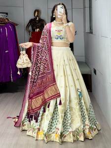 Calidad Premium para mujer 100% algodón puro rico bordado hoja secuencia trabajo indio Lehenga Choli tradicional boda fiesta desgaste - Product Image 4