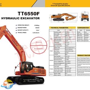 Nouvelle pelle hydraulique lourde de 50 tonnes TT6550F, cylindre hydraulique Volvo, moteur turbocompressé Isuzu, grande cylindrée, cœur - Product Image 1