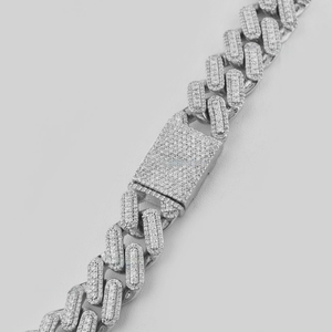 Collar de cadena cubana Chapado en plata de ley 925 personalizado, moissanita de diamante Hip Hop de acero inoxidable para compromiso - Product Image 2