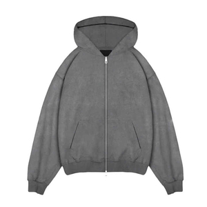 2025 nouveau Design Logo personnalisé lavage à l'acide sweats à capuche pour hommes fermeture éclair collège porter une utilisation extérieure approvisionnement direct d'usine hommes sweats à capuche - Product Image 5