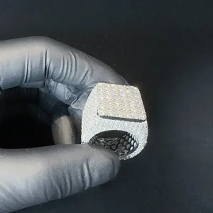 La plupart des ventes VVS Moissanite IGI GIA certifié 925 bague en argent coupe princesse bijoux fins bague de mariage Hip Hop - Product Image 6