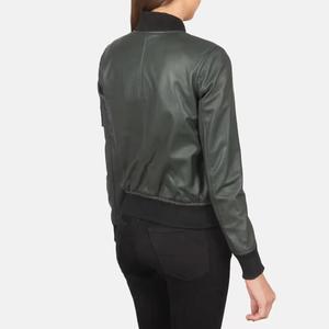 Personalizado al por mayor de los fabricantes de lujo de las señoras Crop Negro Pu chaqueta de cuero de las mujeres - Product Image 2