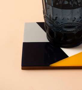 Traditional Pvt Ltd Wood Resin Inlay Coaster Set with Holder Traditional Mats & Pads Coaster Set - Product Image 5