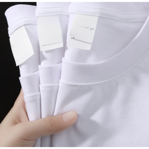 T-shirt décontracté en coton pur tricoté, coupe ample, col blanc, manches courtes, tendance, grandes tailles, avec logo personnalisé OEM - Product Image 3