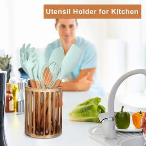 Rustic Wood <b>Utensil</b> <b>Holder</b> Silverware Caddy Wooden Kitchen <b>Utensil</b> <b>Holder</b> Cutlery <b>Holder</b> Vintage <b>Utensil</b> Crock for Countertop - Product Image 6