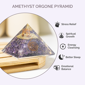 Pyramide d'Orgone en Cristal d'Améthyste de Qualité Supérieure pour la Guérison et la Méditation - Vente en Gros - Product Image 3