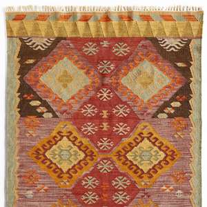Alfombra Kilim de lana duradera hecha a mano, tejido plano Oriental, patrón geométrico ecológico, 1600 GSM para uso doméstico, Alfombra de lana Vintage - Product Image 1
