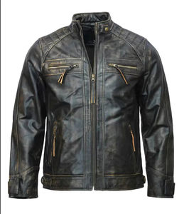 Nouvelle Veste Moto Classique en Cuir de Vachette Naturel Noir Vieilli pour Homme, Tendance 2026, Prix Abordable, Service OEM, Vente en Gros - Product Image 6
