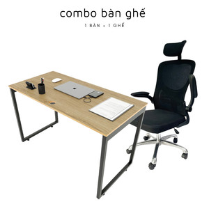 <b>Solid</b> <b>Wood</b> Minimalist Ergonomic Office <b>Desk</b> and Chair Set with Headrest-Manager <b>Desk</b> - Product Image 1