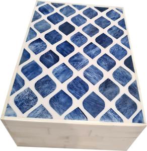 Boîte à bijoux en os incrusté indien, boîte de rangement de luxe artisanale, emballage cadeau personnalisé - Product Image 1