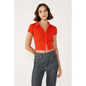 Cárdigan tipo polo con bordado frontal - Product Image 1