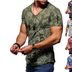 T-shirt pour homme de haute qualité, coupe classique, en tissu éponge, col montant, manches courtes, pull-over, écologique, respirant - Product Image 2