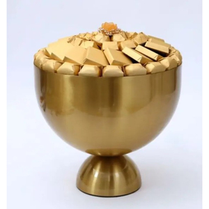Cuenco de Metal plateado de la mejor calidad, vajilla para el hogar para bodas, cuenco para servidor de dulces con soporte de alambre de Metal negro, cuenco para postres dulces - Product Image 5