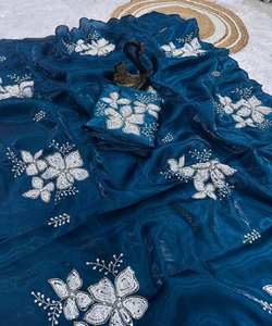 Sari Étnico de Rayón, Seda y Algodón para Fiestas, Completamente Cosido, Listo para Usar, Ofrece Comodidad y un Aspecto Festivo a un Precio Económico - Product Image 4