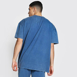 Haute qualité 100% coton goutte épaule surdimensionné T-shirts grande taille hommes chemises Logo personnalisé Vintage lavé à l'acide t-shirts Streetwear - Product Image 2