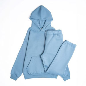 Survêtement d'hiver vierge personnalisé unisexe en molleton Sweat à capuche uni 2 pièces 100% coton respirant à la mode pour hommes - Product Image 1