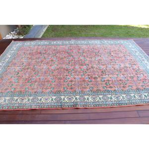 6.8x10.3 ft Rug, Vintage Turkish Oversize Rug, <b>Red</b> <b>Wool</b> Rug - Product Image 3