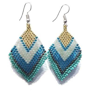 Pendientes de Alta Calidad con Bordado para Mujer, Pendientes de Cuentas con Forma Ovalada para Fiesta, Hechos a Mano en India - Product Image 1