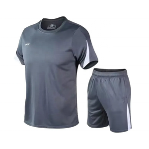 Men's Black Soccer Jersey Set Short Sleeve High Neck Moisture Wicking Polyester Plus Size Front <b>Athletic</b> Wear for Adults All - Product Image 5
