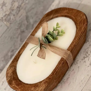 Bol à pâte en bois fait main le plus vendu avec finition naturelle Logo de taille personnalisable Décoration de la maison de Noël Bol à bougie en cire de soja - Product Image 3