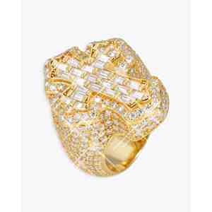 Bague en or 14 carats avec croix en moissanite - Product Image 5