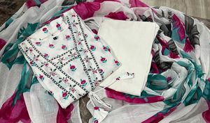 New Style Anarkali Set <b>Indian</b> Traditional Designer Cotton Multi Color Sanganeri Printed Anarkali <b>Kurta</b> With Pant and Dupatta - Product Image 2