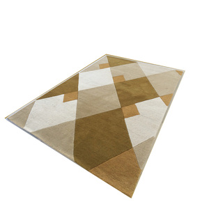 Alfombra de lana de diseño abstracto moderno de lujo hecha a mano por artesanos indios para interiores elegantes para el hogar - Product Image 1