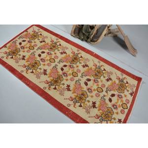 <b>Traditional</b> Red Beige Wool <b>Rug</b> 3.1 X 6.4 ft Vintage Turkish Patchwork Design Flat Weave Latex for Teen Living Room Decorations - Product Image 4