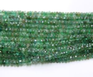 Cuentas Sueltas de Esmeralda Zambiana Natural, Forma Redonda Facetada, 2.5X5MM, Tamaño del Hilo 14 Pulgadas de Largo - Product Image 1