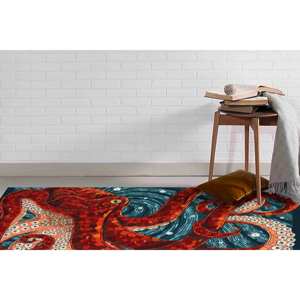 Tapis imprimé : design moderne pieuvre pour la décoration intérieure, avec tapis à poils doux - Product Image 3