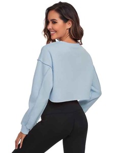 Sweat-shirt court d'usine OEM Sweat-shirt pour femme Sweat-shirt court à capuche en éponge lourde Polaire personnalisé Sweat-shirt court pour femmes - Product Image 5